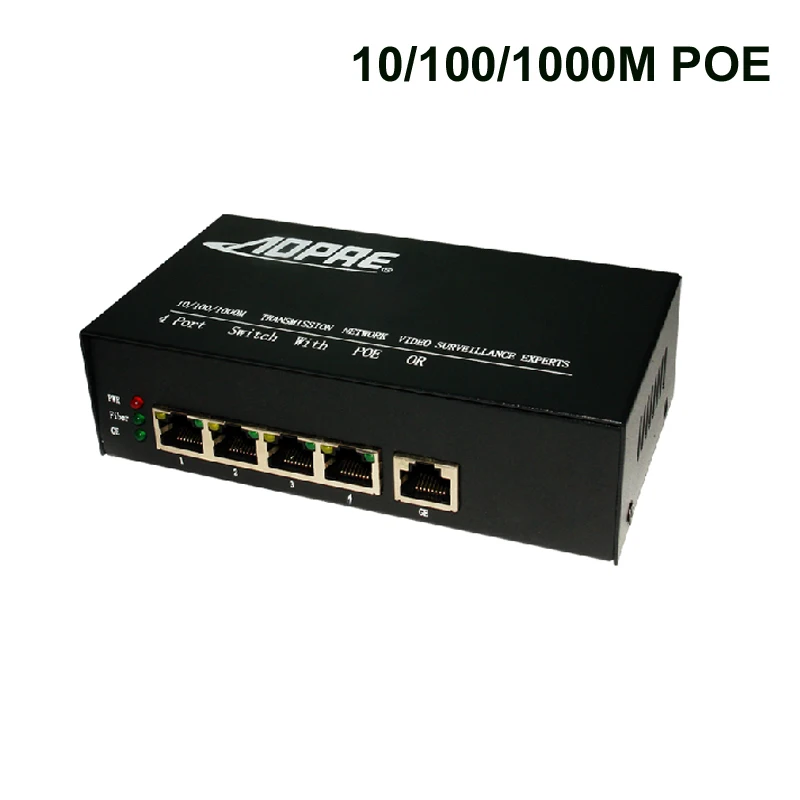 

High Quality 4Port 10/100/1000Mbps Gigbit POE Switch Power Over Ethernet POE Hub IEEE 802.3af Wireless AP