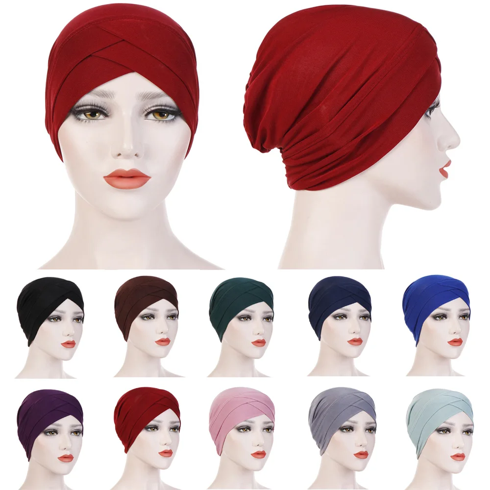 

Women Solid Color Elastic Turban Hats Slouchy Hair Head Wrap Caps Baggy Hat HATQD0064