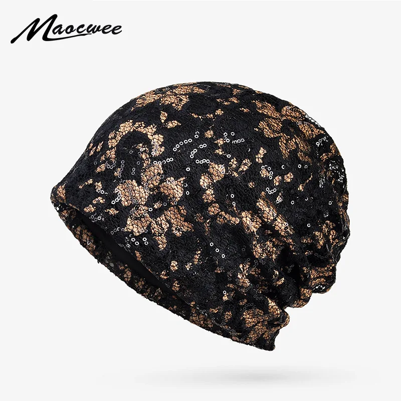 Women's Slouchy Beanie Summer Beanies For Women Thin Lace Flower