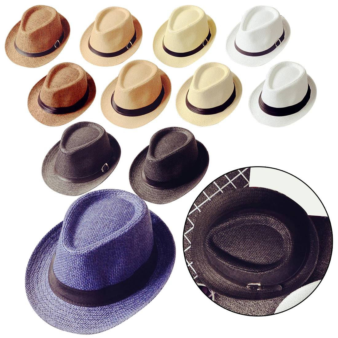 Summer Panama Hats Multicolor optional Solid Straw