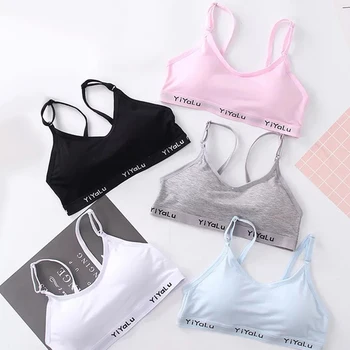 

Girls Cotton Underwear Bra Teenage Kids Soft Cotton Breathable Sport Underwear Casual Letter Print Breathable Bra