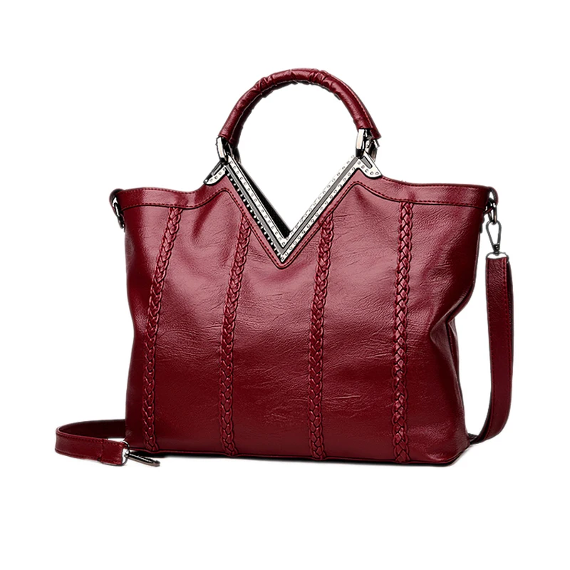 Large Red Leather Tote Bag