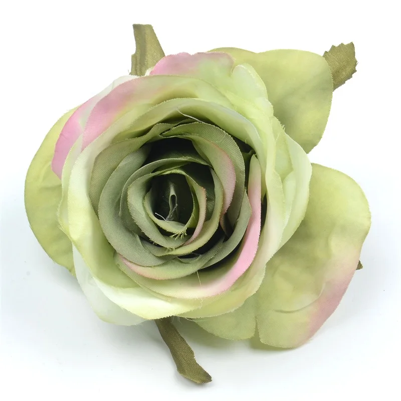 5 шт. 8 см большие Искусственные Шелковые Розы Цветочные головки для свадьбы украшения дома DIY Искусственные цветы для скрапбукинга настенные аксессуары - Цвет: Green
