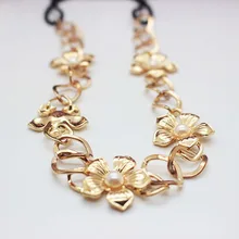 Newest headband alloy gold flowers hair accessories shining pearl hair jewelry for women alloy hair accessories