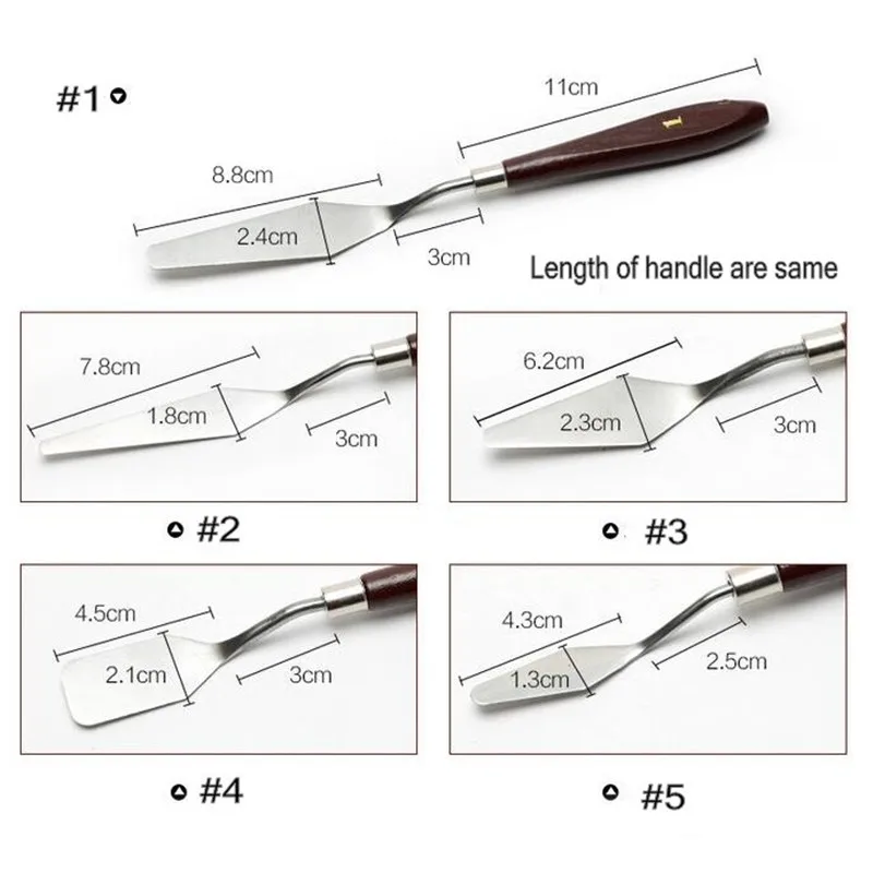 Нержавеющая сталь живопись нож лезвие скребок для палитры набор Ножи-шпатели для художника картина маслом инструмент 3 шт/5 шт