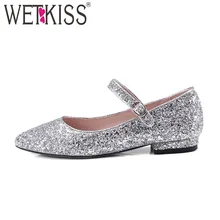 WETKISS/Новинка; женские туфли Mary Jane на плоской подошве с острым носком; шикарные прямоугольные каблуки; обувь года; брендовая Весенняя модная женская свадебная обувь