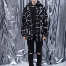 2019FW клетчатый узор красный/черный твидовый нарукавник хип-хоп Свободный крой обрезанная рубашка вентилируемые боковые швы