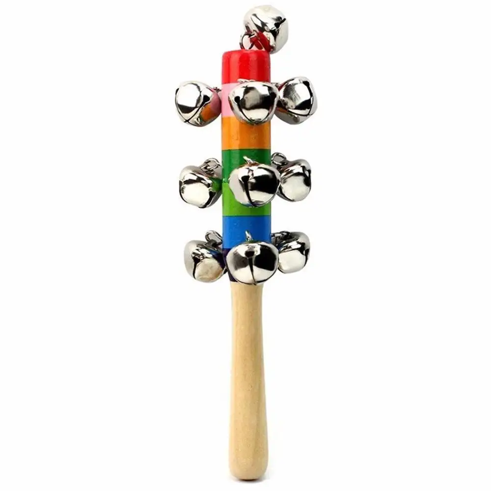 У мисс 2 шт. деревянная палочка 10 Jingle Bells Радуга дрожания рук колокол погремушки детские развивающие игрушки