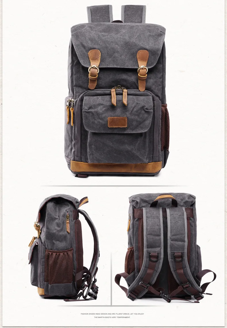 Display of Waterproof Canvas Camera Bag Grey