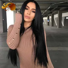 Black Color Lace Front Wigs With Baby Hair Unprocessed Brazilian Full Lace Human Hair Wigs Natural Hairline For Black Women