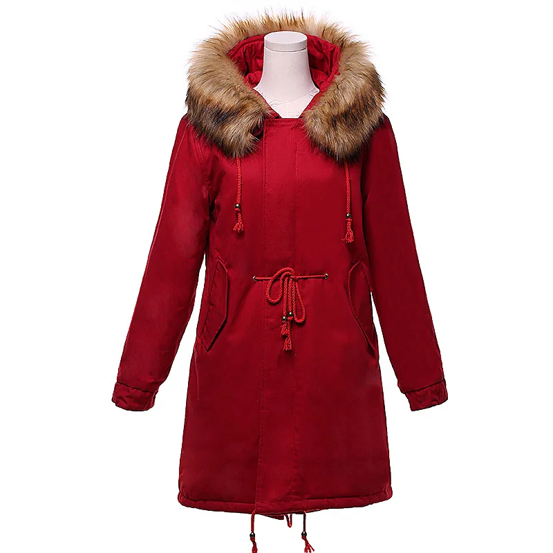 Winter Jacket Women 2018 New Parkas Casual Hooded Fur Coat Thicken Cotton Red Parka Black Military Jacket Woman Outwear Parkas Winter Jacket Women 2018 New Parkas Casual Hooded Fur Coat Thicken Cotton Red Parka Black Military Jacket Woman Outwear Parkas