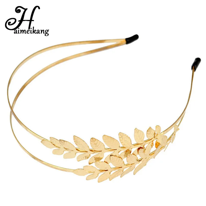 

Haimeikang Fashion Retro Double Layer Gold Plated Leaf Hair Hoop Headwear for Women Simple Alloy Hollow Hair Band Wholesale