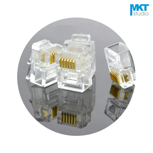 100pcs//pack RJ11 RJ12 6P4C Telephone Modular Plugs Telecom Connectors