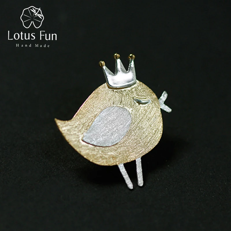 

Lotus Fun Real 925 Sterling Silver Natural Handmade Fine Jewelry Lovely Princess Bird Design Brooches Pin Broche For Women