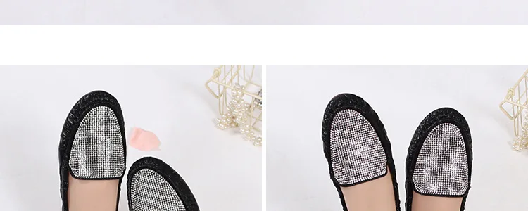 Spring Summer Flats Shoes Women Ballet Shoes For Women Casual Crystal Boat Shoes Slip On Soft Rhinestone Women Flats Plus Size