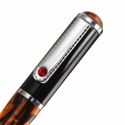 Shanghai Fuliwen 1 Amber Acrylic Resin Metal Medium Nib 0 7mm Fountain Pen Collectibles Pens