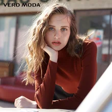 Vero Moda водолазка Осень узкого кроя из шерсти минималистский хлопкового трикотажа, вязаный свитер с высоким, плотно облегающим шею воротником для женщин | 318324522