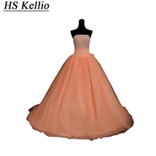 HS Kellio без бретелек ручной работы бисером лиф Принцесса бальные платье оранжевый цвет