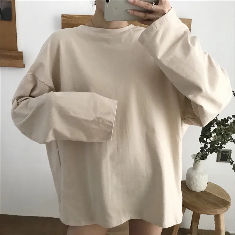 

Pantalon Korean Ulzzang plus size Tshirt Oversize Long Sleeve tshirt O-Neck harajuku camisetas verano mujer 2019 dropship