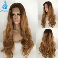 SHD Ombre สีน้ำตาลชุดว่ายน้ำบราซิล Body Wave Wigs สำหรับผู้หญิงรากสีน้ำตาลลูกไม้ด้านหน้าวิกผมเด็ก 100% วิกผมผมมนุษย์