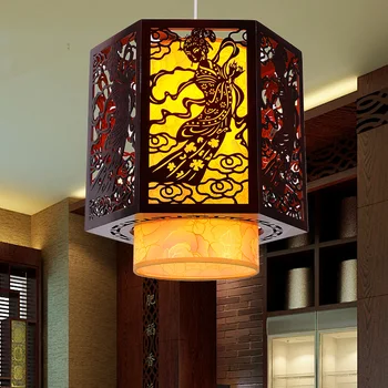 

solid wood Pendant Lights modern sheepskin lighting fairy figure restaurant tea house hotel club engineering lamp LU71591 -YM