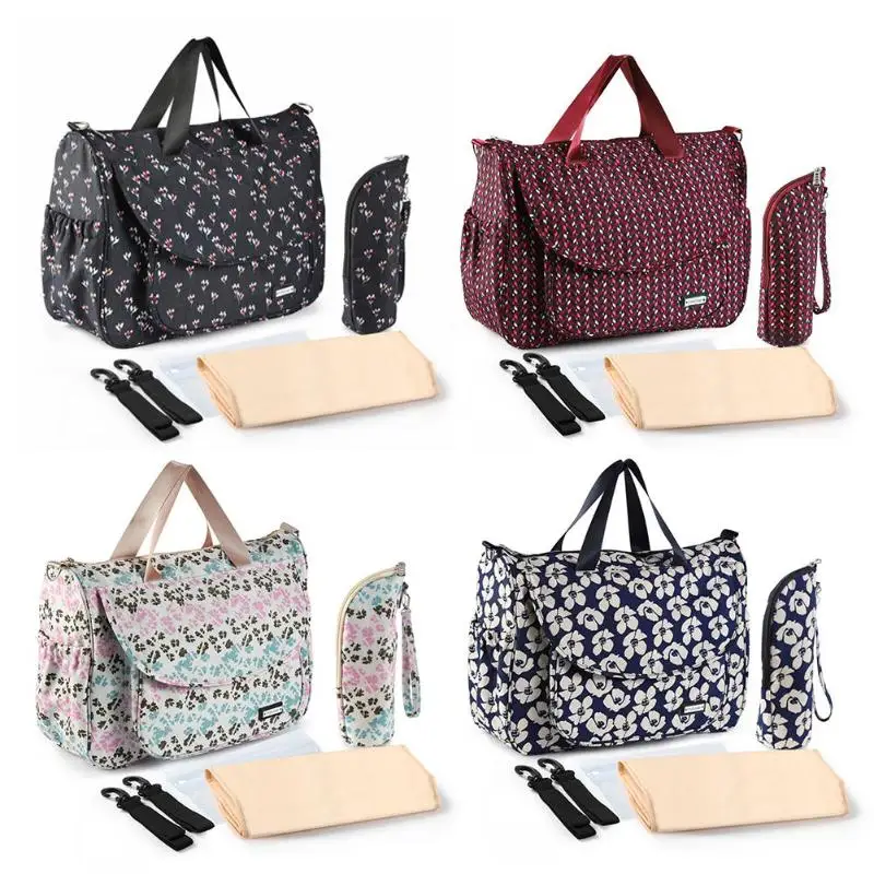 

6pcs Mummy Bag Bottle Storage Multifunctional Waterproof Separate Bag Nappy Maternity Handbag Baby Tote Diaper Organizer