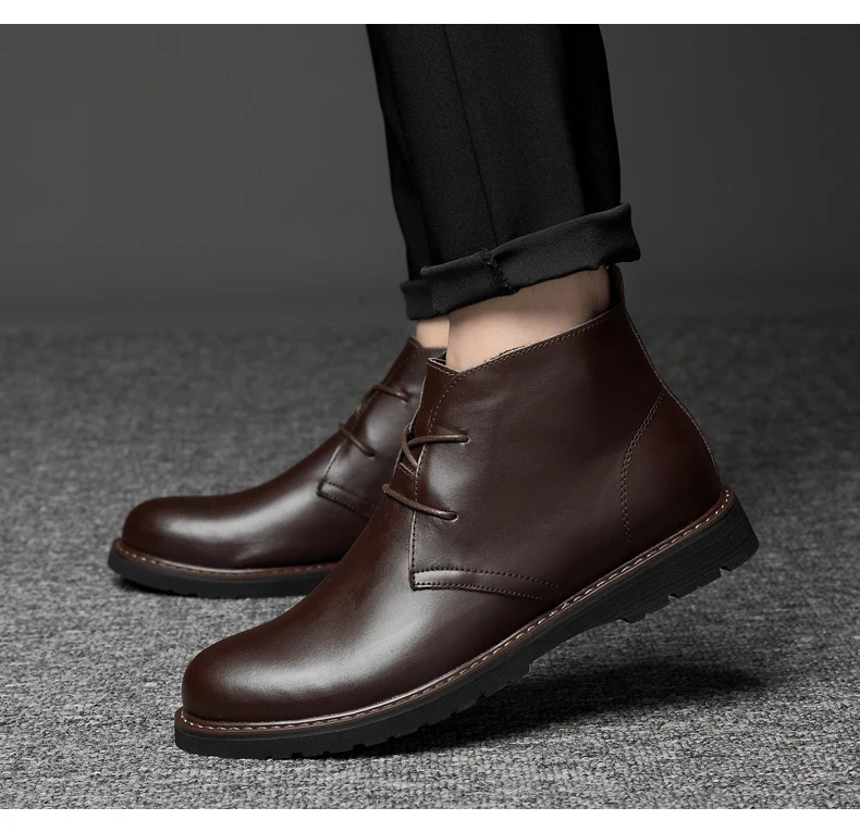 Valstone/роскошные мужские ботинки из натуральной кожи; водонепроницаемые зимние ботинки; обувь с высоким берцем; теплая зимняя обувь; Botas Homme; большой размер 48