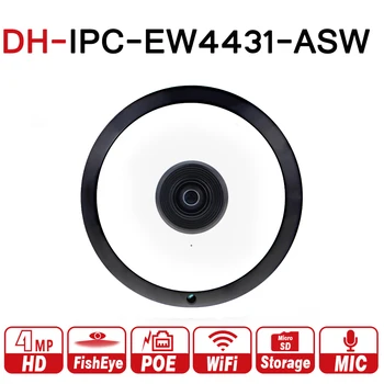 

DH IPC-EW4431-ASW 4MP Panorama POE WIFI Fisheye IP Camera built-in MIC SD Card Slot Audio Alarm Interface with DH logo
