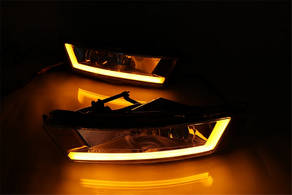 CSCSNL 1 компл светодио дный LED DRL габаритные огни дневного света с turnning желтый сигнальные лампы для Skoda Rapid 2013