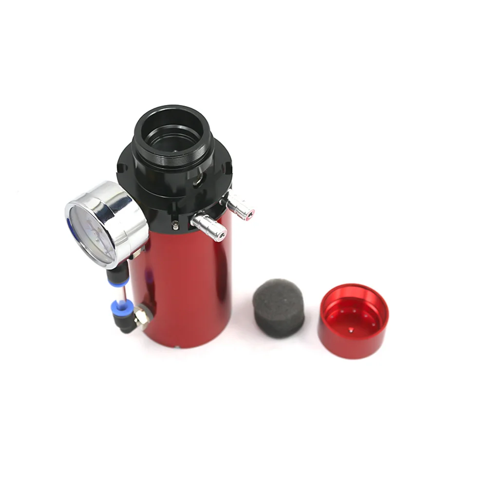 Buy ALUMINUM ENGINE OIL CATCH RESERVOIR BREATHER TANK CAN+VACUUM PRESSURE GAUGE Oil Catch Tank