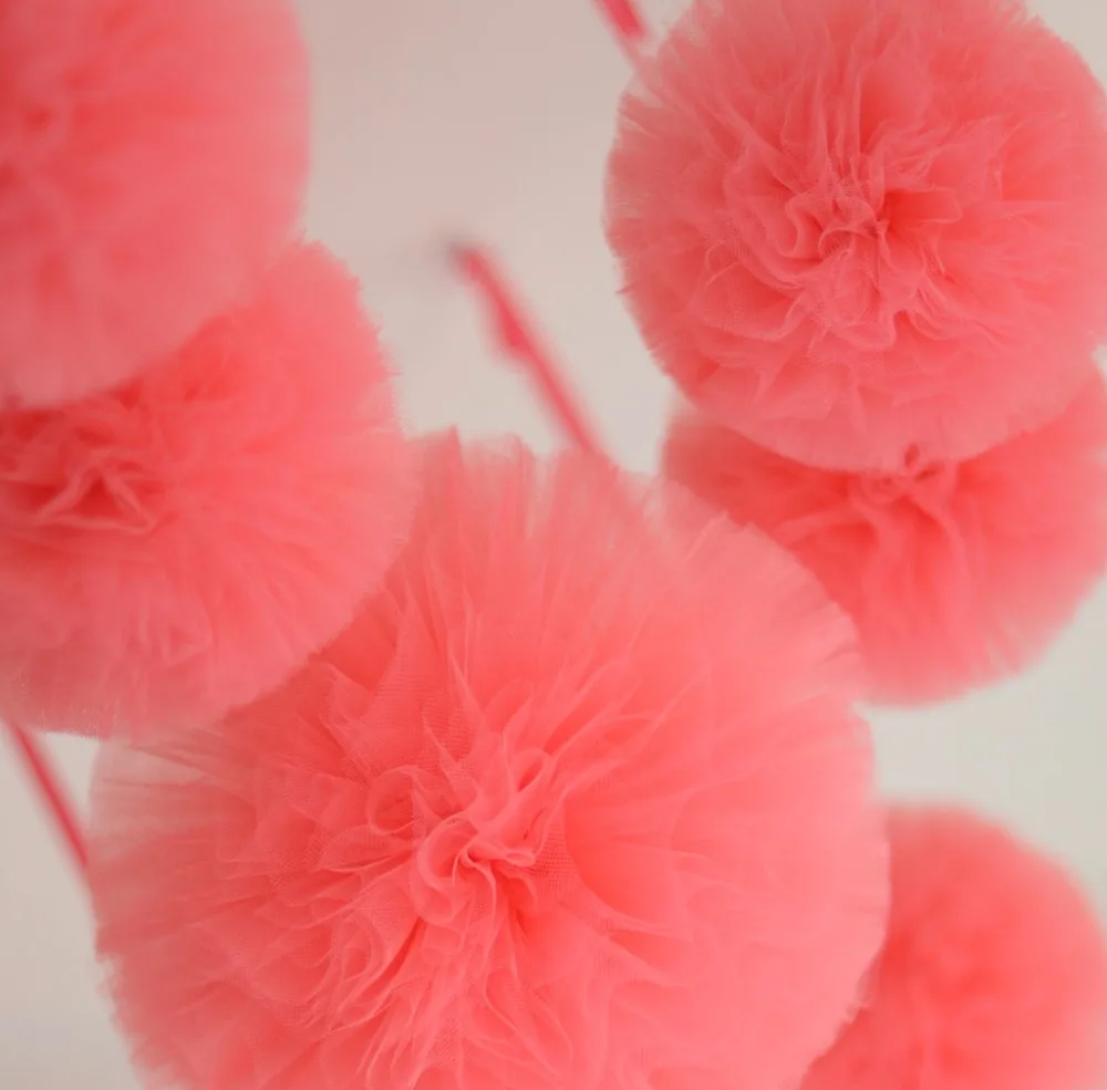 

Coral tulle pom pom set / wedding party decorations pom poms
