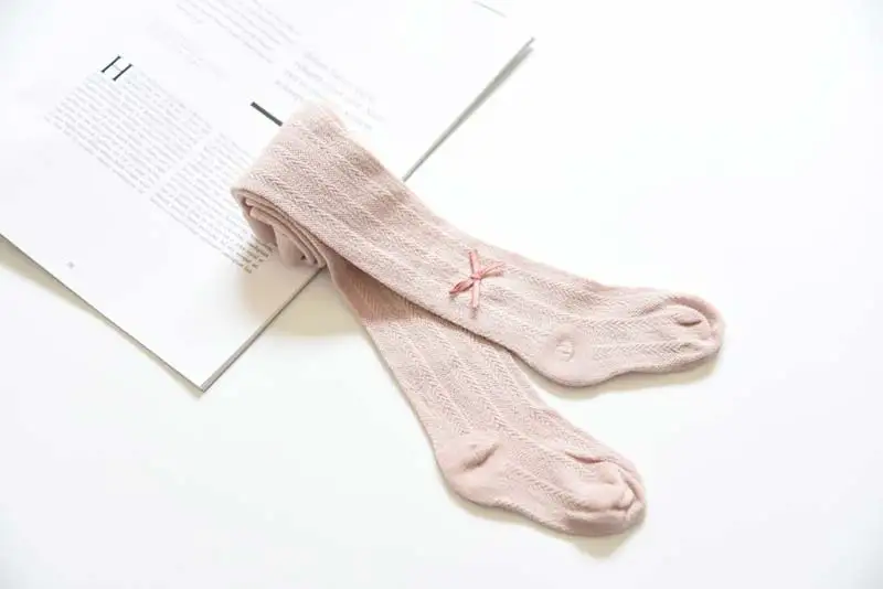 Baby Tights For Girls Toddler Summer Autumn Cotton Hollow  Bow Solid Pantyhose Children Soft Ballet Dance Collant Kids Clothes (9)