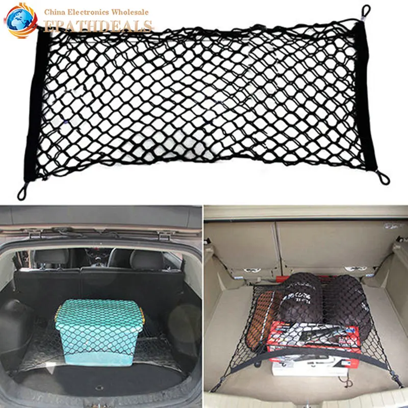 

Universal Car Back Rear Trunk Seat Elastic String Mesh Net Cargo Organizer Carrying Storage Bag Luggage Holder 4 Hooks Gorgeous