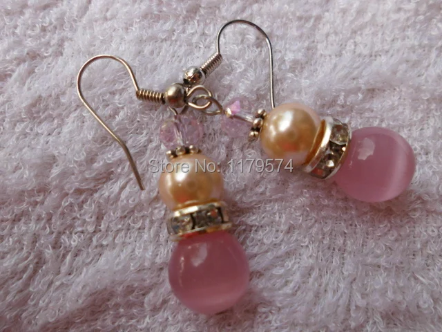 Ladies Fashion Natural Pink Crystal Moonstone And Pearl Shell Earrings Austria Rhinestone DIY Women Jewelry Birthday Gifts EH004 | Украшения