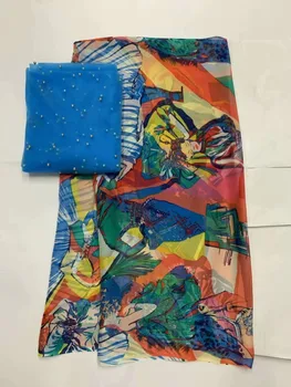 

Natural silk fabric african lace fabric beaded lace fabric nigerian gele headtie satin lace material high quality 5yard/set