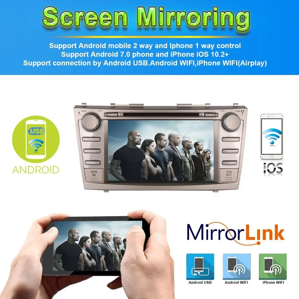 Best Android 7.1/8.0 Octa Core 4GB RAM Car GPS Navigation DVD Multimedia Player For Toyota Camry 2007-2011 Radio Stereo Head Unit 6