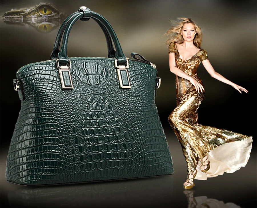 Женские сумки, аутентичная женская сумка с крокодиловым узором, натуральная кожа, женские сумки, большие сумки, женская сумка, сумки известного бренда, роскошные