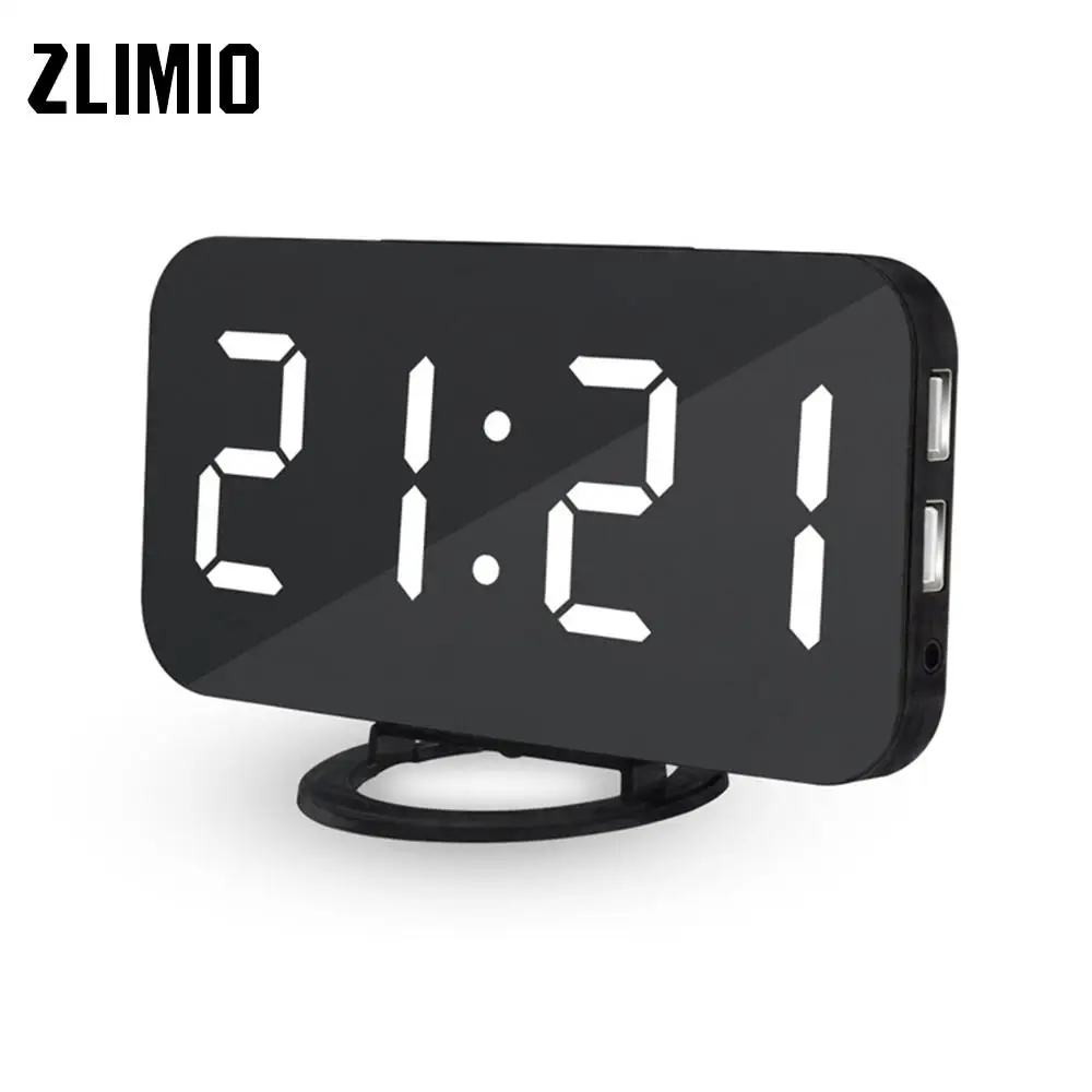 ZLIMIO светодиодный цифровой электронный будильник настольные украшения двойной USB