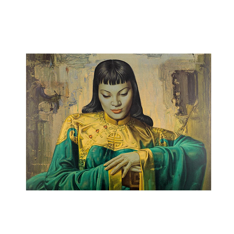 

Tretchikoff Lady from Orient Reproduction Oil Painting on Canvas Posters and Prints Scandinavian Wall Picture for living room