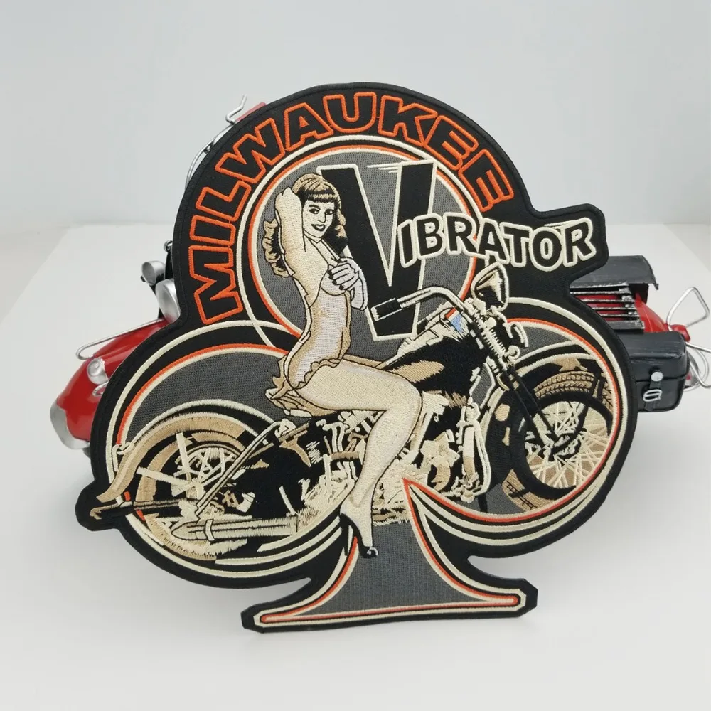 SEXY WOMAN MOTOR Biker Vest Rider Embroidered Iron On Back of Jacket Patch Black twill fabric Free Shipping DIY Eco-Friendly(5)