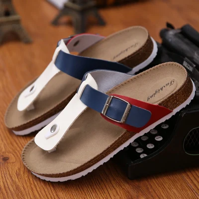 DAGNINO/мужская летняя пляжная обувь; Шлепанцы из пробкового материала для отдыха; модные Вьетнамки; удобная обувь унисекс; большие размеры 35-46; A3 - Цвет: A11 blue white