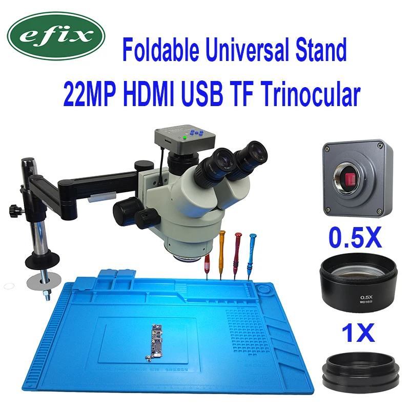 

22MP 3.5-90X HDMI USB Camera Foldable Universal Stand Trinocular Microscope Soldering Stereo Continus Zoom For Phone Repair