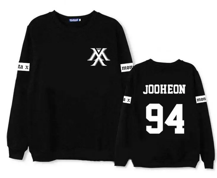 Модный пуловер с логотипом kpop monsta X и именем участника принтом круглым вырезом