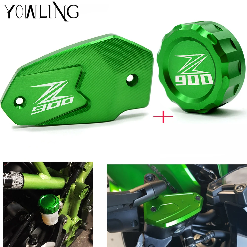 LOGO Z800 Z900 Cylinder Rear Fuel Brake Fluid Reservoir Cover Tank Cap Cylinder For Kawasaki Z900