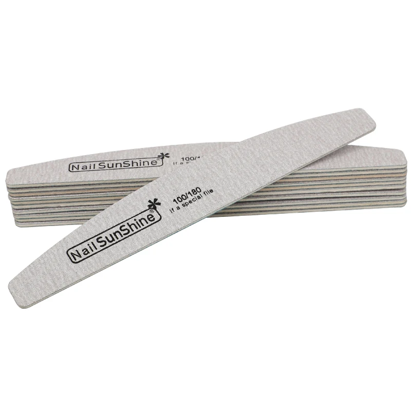 Harga 7 Pcs lot Kayu Kuku File untuk Manikur 100 180 Kuat Tebal Amplas Amplas Kuku File Penggemar Buffing Abu abu Perahu Perawatan Kuku alat