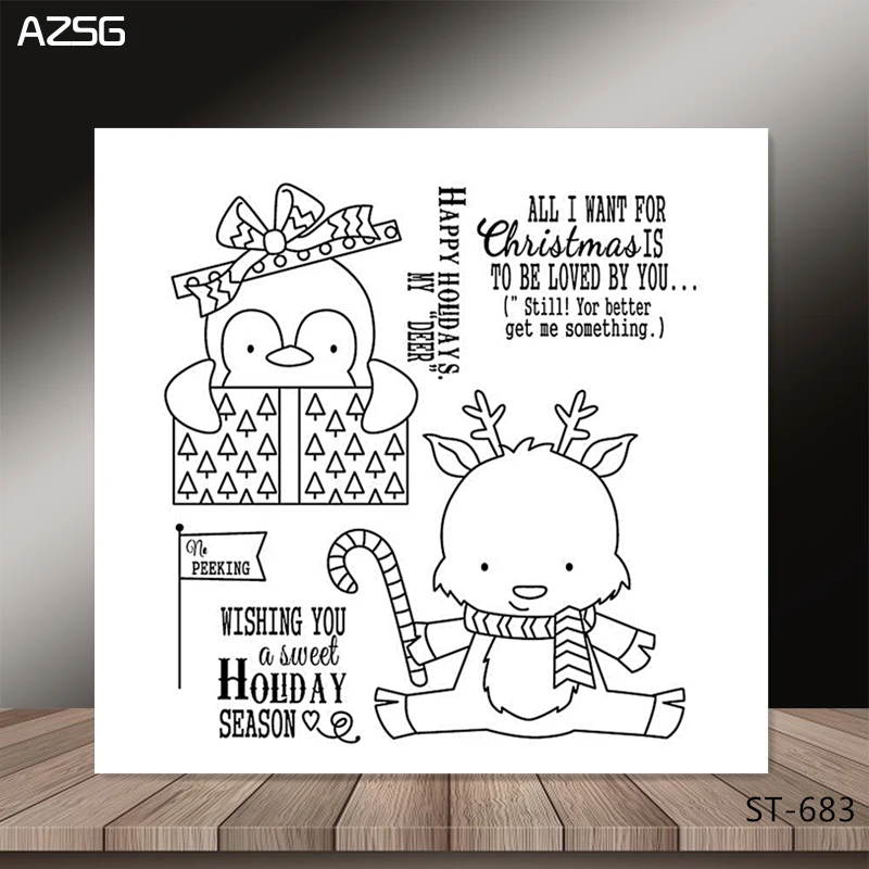 

AZSG Lovely Christmas Reindeer Penguin Clear Stamps/Seal For DIY Scrapbooking/Card Making/Album Decorative Silicone Stamp Crafts