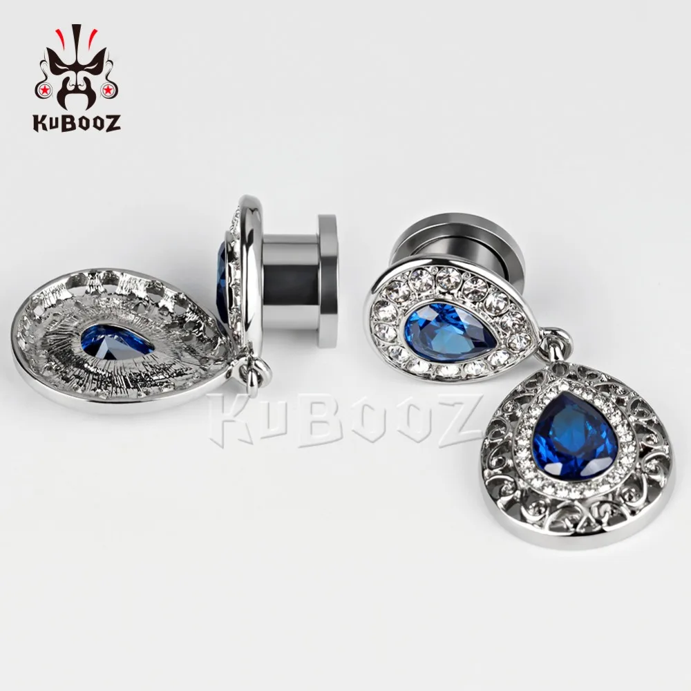 Kubooz piercing azul zircão orelha calibres plugues