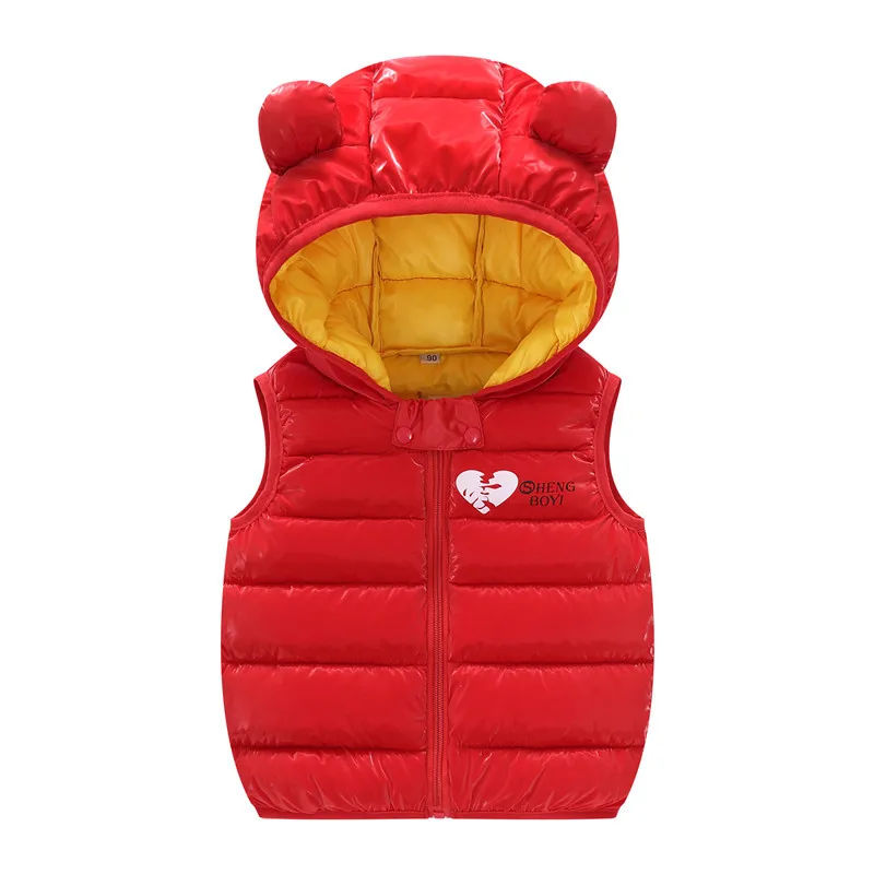 Осенне-зимние детские теплые жилеты милый жилет для маленьких мальчиков верхняя одежда из хлопка детские куртки для девочек - Color: Red