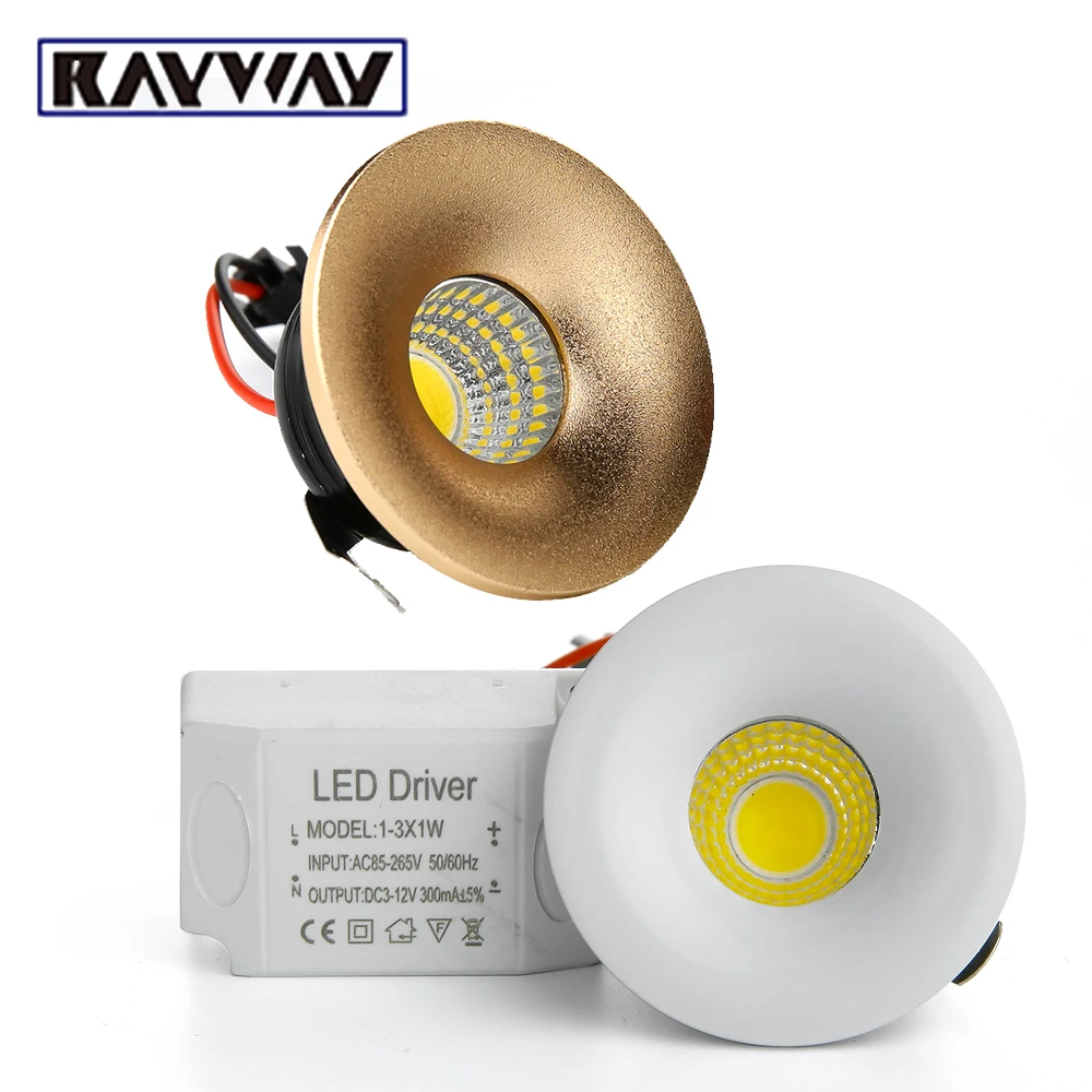 

RAYWAY 10PCS/Lot Dimmable LED Downlight Mini 3W Recessed COB Down Light AC85-265V LED Ceiling Lamp White/Warm Wardrobe Light