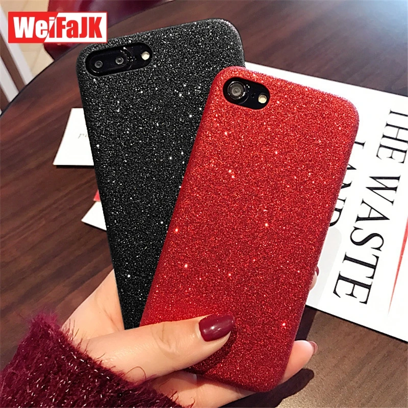 

WeiFaJK Phone Case for iPhone 7 6 Plus Case for iPhone 6 6s 7 8 Plus Coque Fashion Red Glittering Soft Cover for iPhones 8 Cases